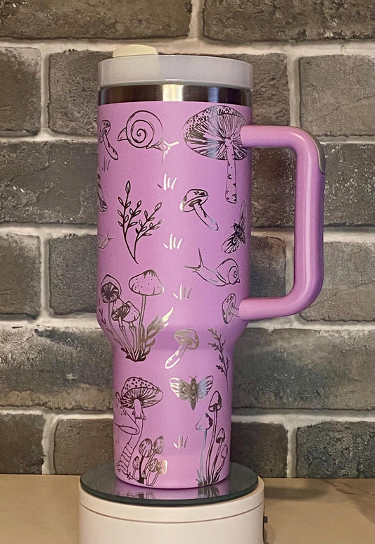 Mushroom Laser Engraved Tumbler – Stainless Steel Insulated Travel Mug - Birthdays, and Special Occasions