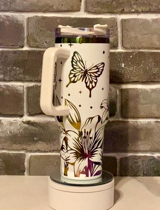 Stargazer Lilly Laser Engraved Tumbler - Custom Floral Drinkware - Perfect Gift for Garden Lovers, Birthdays, and Special Occasions