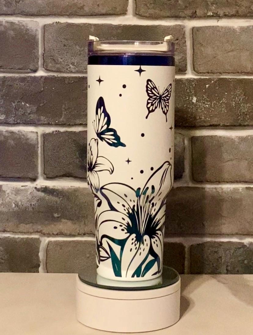 Stargazer Lilly Laser Engraved Tumbler - Custom Floral Drinkware - Perfect Gift for Garden Lovers, Birthdays, and Special Occasions