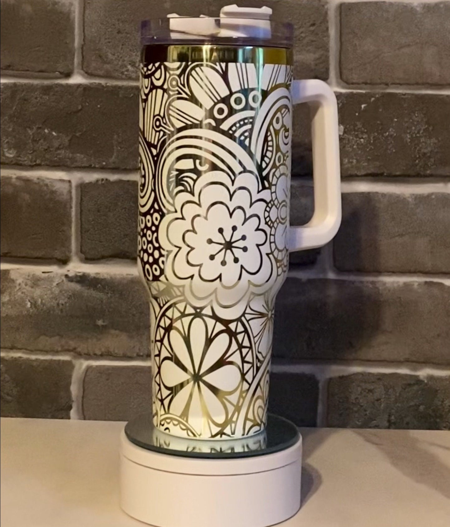 Groovy Flowers Engraved Tumbler