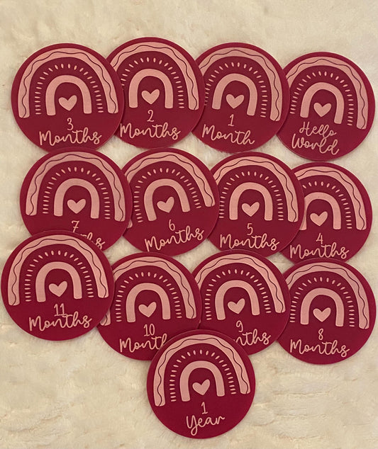 Boho Rainbow Baby Milestone Photo Prop - 1st Year Milestone Marker - Baby Photography Set - Themed Monthly Photo Prop