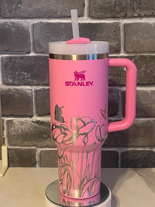 Tulip Laser Engraved Tumbler - Custom Floral Drinkware - Perfect Gift for Garden Lovers, Birthdays, and Special Occasions