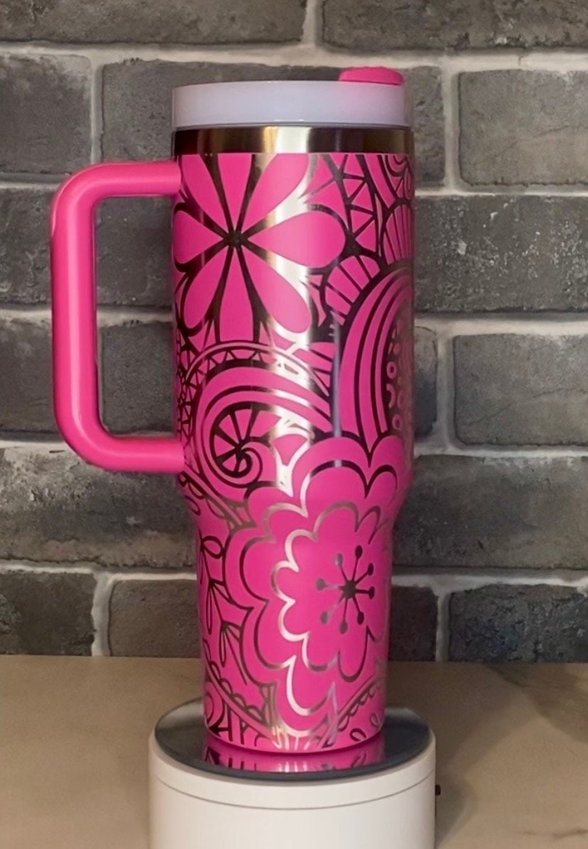 Groovy Flowers Engraved Tumbler