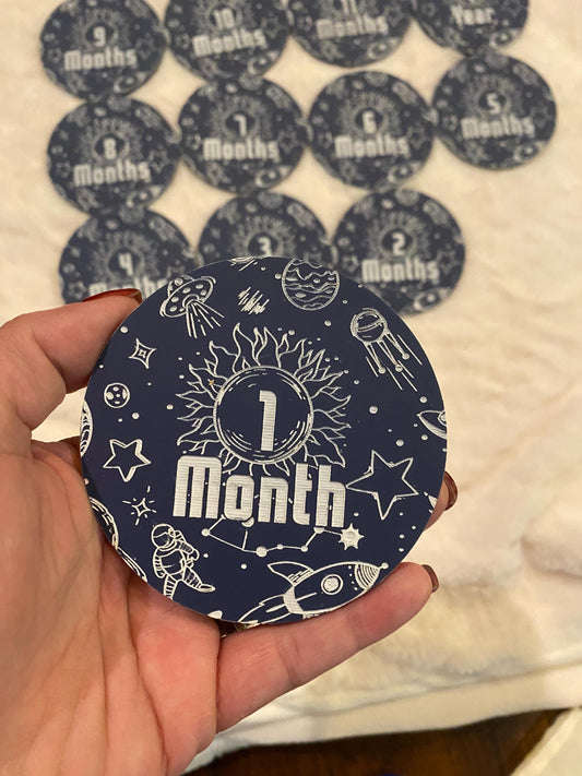 Outer Space Baby Milestone Photo Prop - 1st Year Milestone Marker - Baby Photography Set - Space Themed Monthly Photo Prop