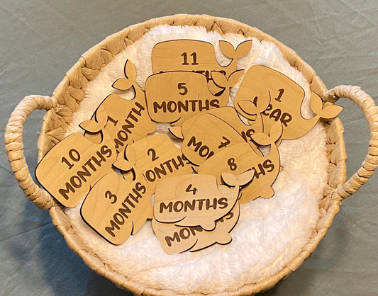 Whale Baby Milestone Photo Prop - 1st Year Milestone Marker - Baby Photography Set - Whale Themed Monthly Photo Prop