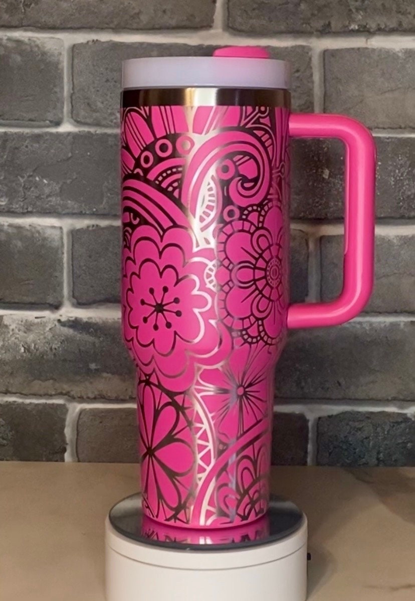 Groovy Flowers Engraved Tumbler