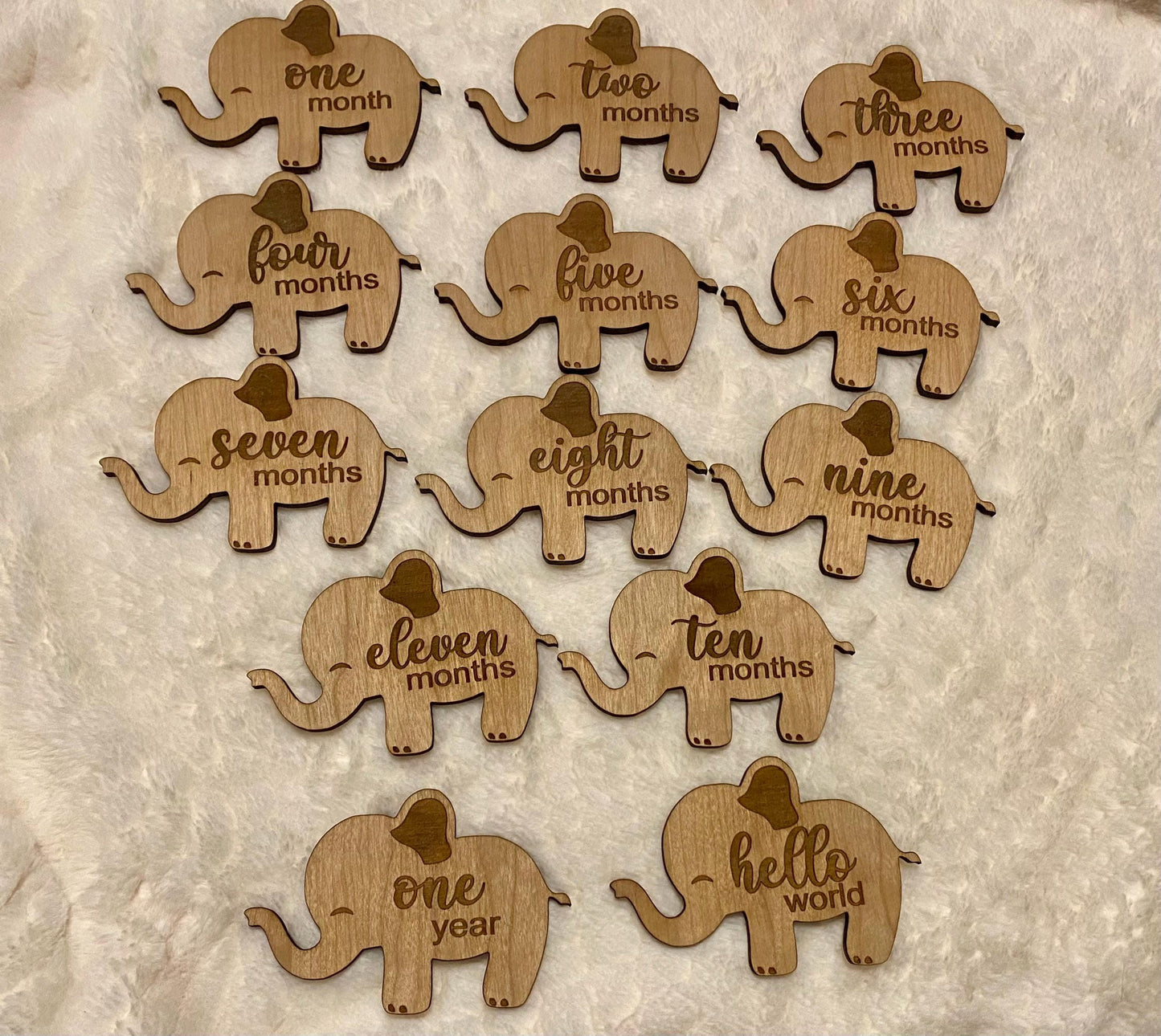 Elephant Baby Milestone Picture Prop - Monthly Milestone Marker -  Themed Photo Prop - 1st Year Baby Photography Set